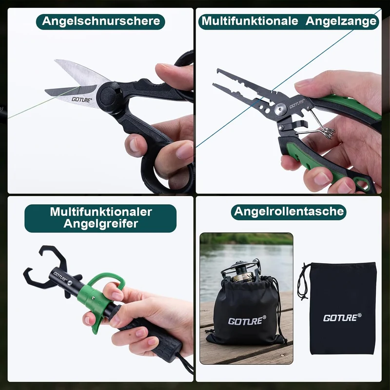 Goture 24T Angelset mit 2 Teleskop-Angelruten,1,8m/2,1m/2,4m/2,7m I Angelrute Set Komplett 2 5.2:1 S
