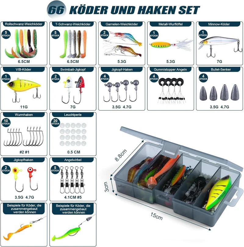 Goture 24T Angelset mit 2 Teleskop-Angelruten,1,8m/2,1m/2,4m/2,7m I Angelrute Set Komplett 2 5.2:1 S