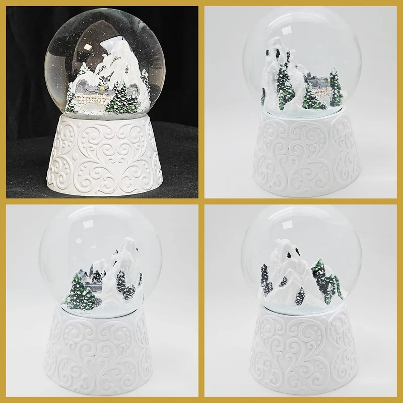 Weihnachts-Schneekugel mit Musik | Berge Brücke | B: 10 cm | 20292 Berg Brücke Weiss Ornament, Berg