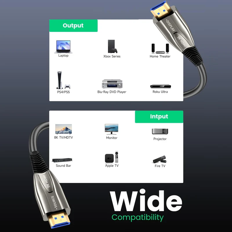 8K HDMI Glasfaserkabel 5M 48Gbps Super hohe Geschwindigkeit AOC Lichtleit 2.1 Kabel HDR eARC Dolby H