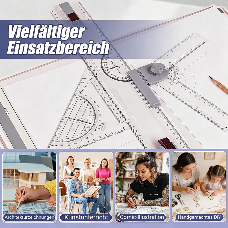 Zeichenbrett A3, Multifunktions-Geo-Board - präzises technisches Zeichne, A3