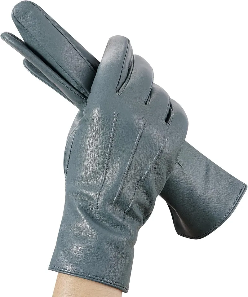 Lederhandschuhe Damen Winter Handschuhe Touchscreen Kaschmir Gefüttert S Blau, S Blau
