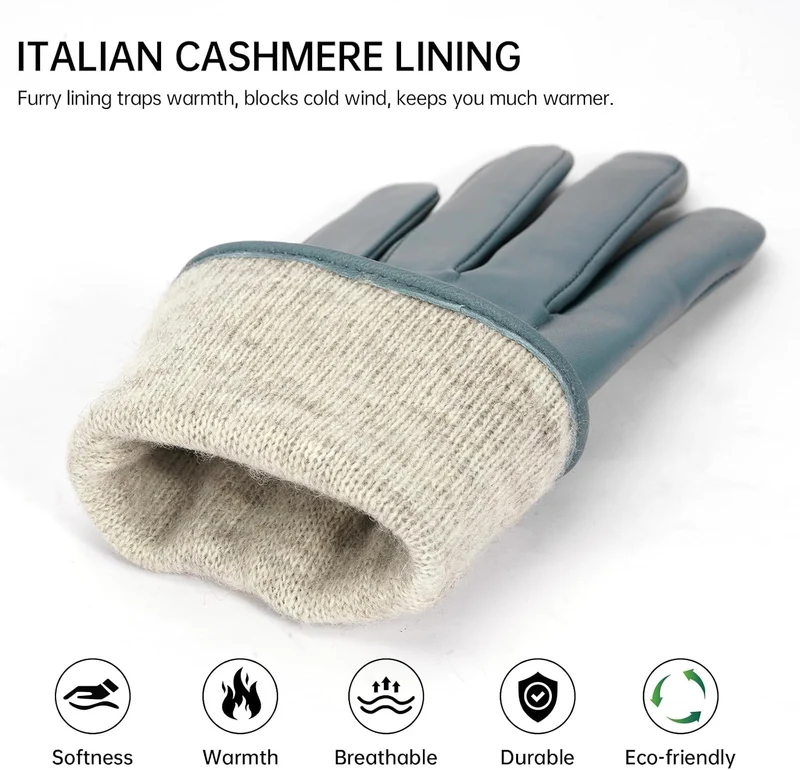 Lederhandschuhe Damen Winter Handschuhe Touchscreen Kaschmir Gefüttert S Blau, S Blau