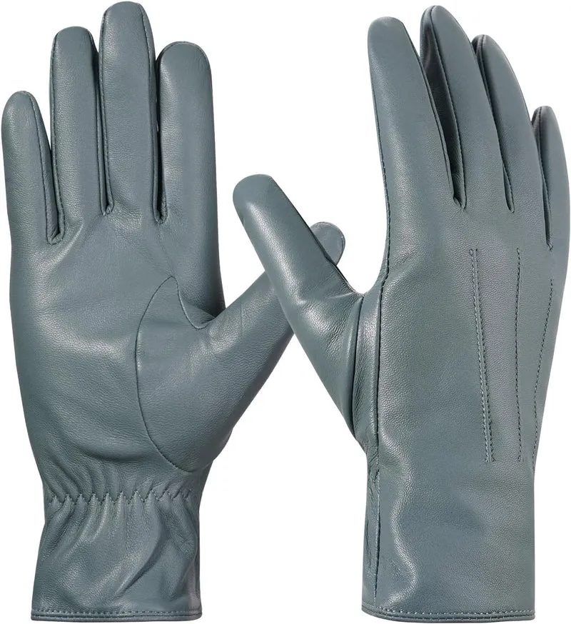 Lederhandschuhe Damen Winter Handschuhe Touchscreen Kaschmir Gefüttert S Blau, S Blau