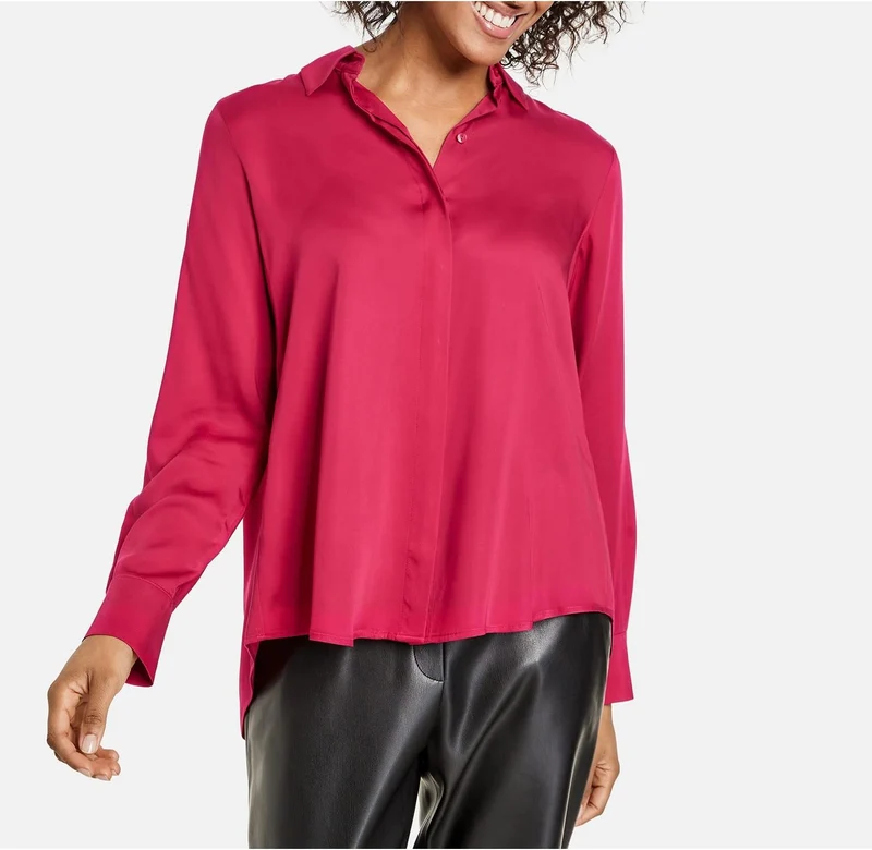 Taifun Damen 260021-11232 Bluse 38 Cranberry, 38 Cranberry
