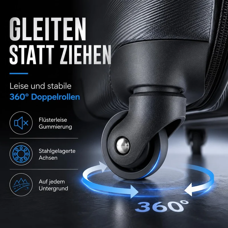 Xonic Design Reisekoffer mit Rollen– ABS Hartschalenkoffer mit 360° Leichtlauf-Rollen – hochwertige