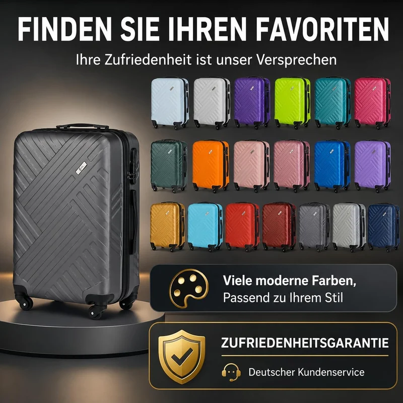 Xonic Design Reisekoffer mit Rollen– ABS Hartschalenkoffer mit 360° Leichtlauf-Rollen – hochwertige