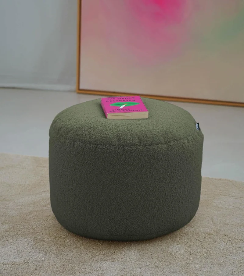 mokebo Pouf Bouclé 'Mochi' Hocker Sitzpouf Sitzkissen Made in Germany grün 30x50 cm Boucléstoff in F