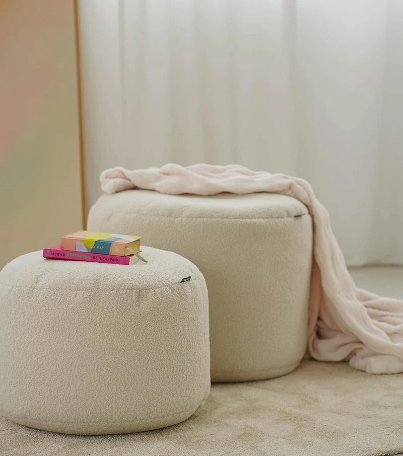 mokebo Pouf Bouclé 'Mochi' Hocker Sitzpouf Sitzkissen Made in Germany grün 30x50 cm Boucléstoff in F