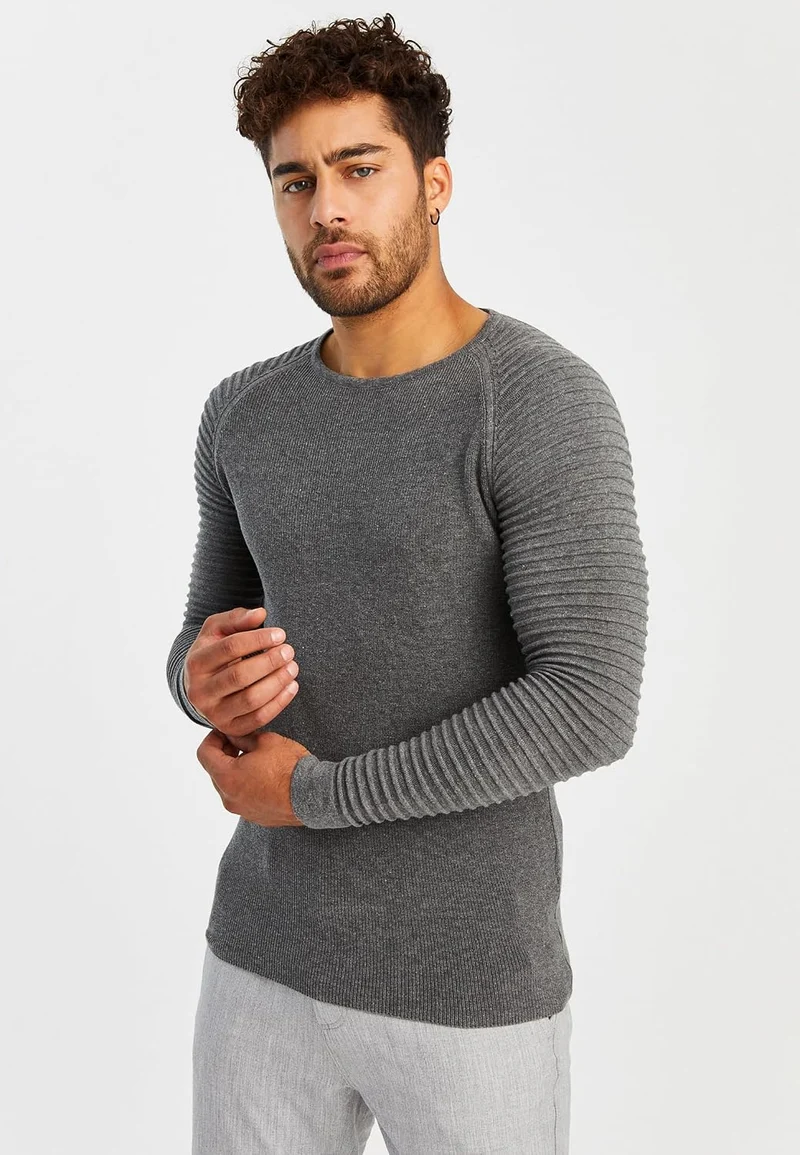 LEIF NELSON Herren Strickpullover Basic Rundhals Crew Neck Sweatshirt Langarm Sweater Feinstrick LN2