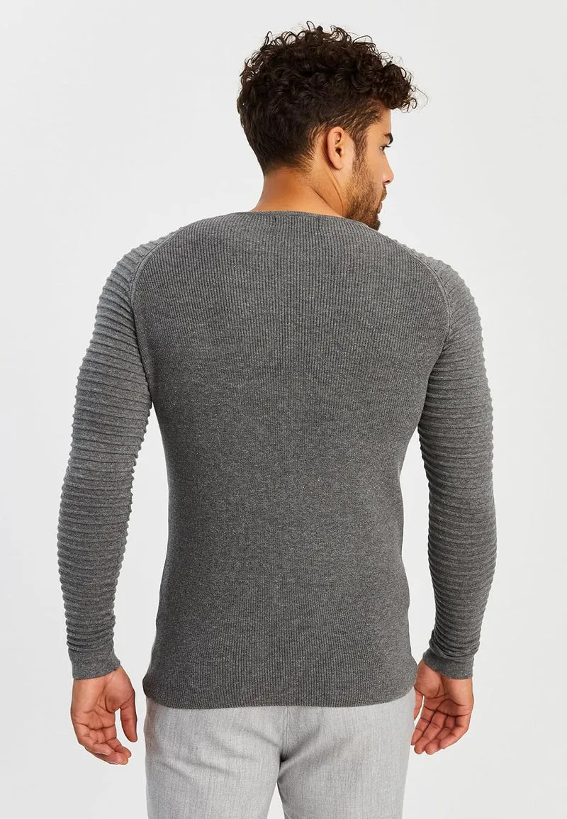 LEIF NELSON Herren Strickpullover Basic Rundhals Crew Neck Sweatshirt Langarm Sweater Feinstrick LN2