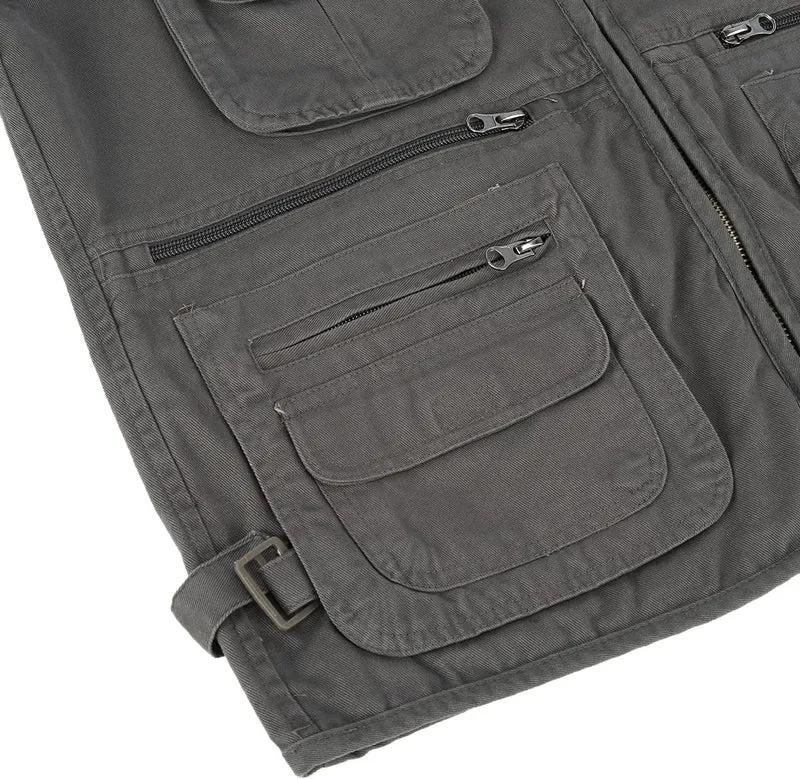 YOUTHUP Anglerweste Herren Outdoor Weste Multi-Tasche Ärmellose Jagd Herrenwesten Leicht Safari Wand