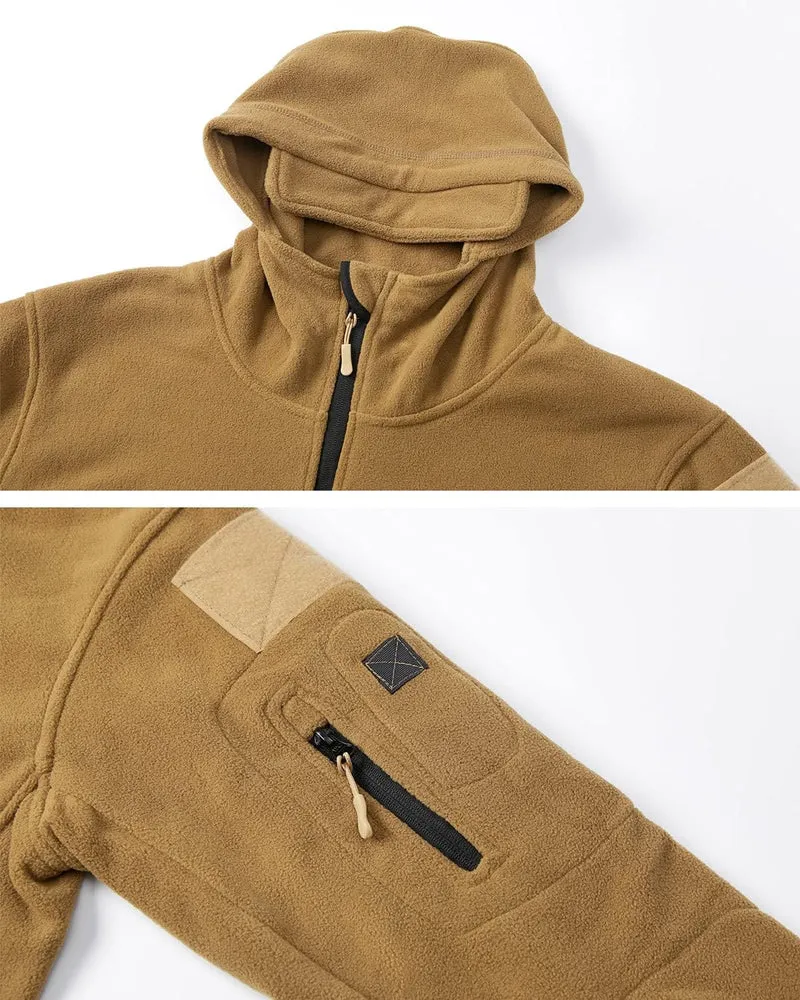 CARWORNIC Herren Taktische Fleecejacke Warme Kapuzen Winterjacke Militär Sportlich Jacke Outdoor Jag