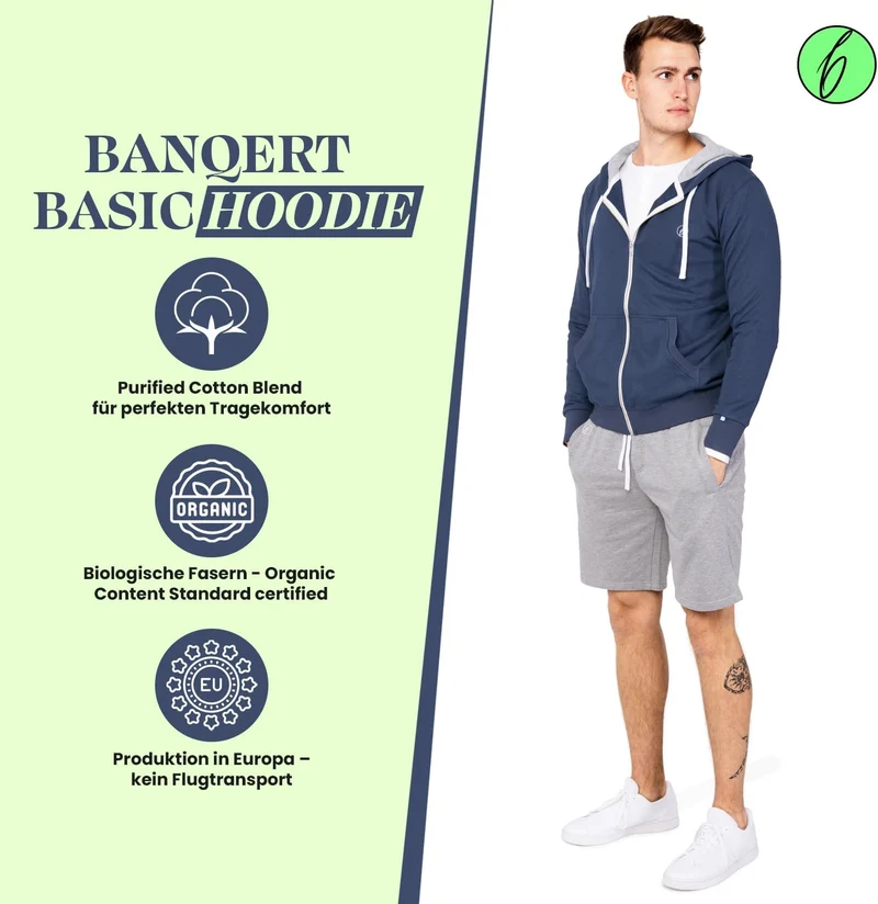Herren Hoody | Faire Löhne | Purified Cotton Blend | div. Farben L Blau, L Blau