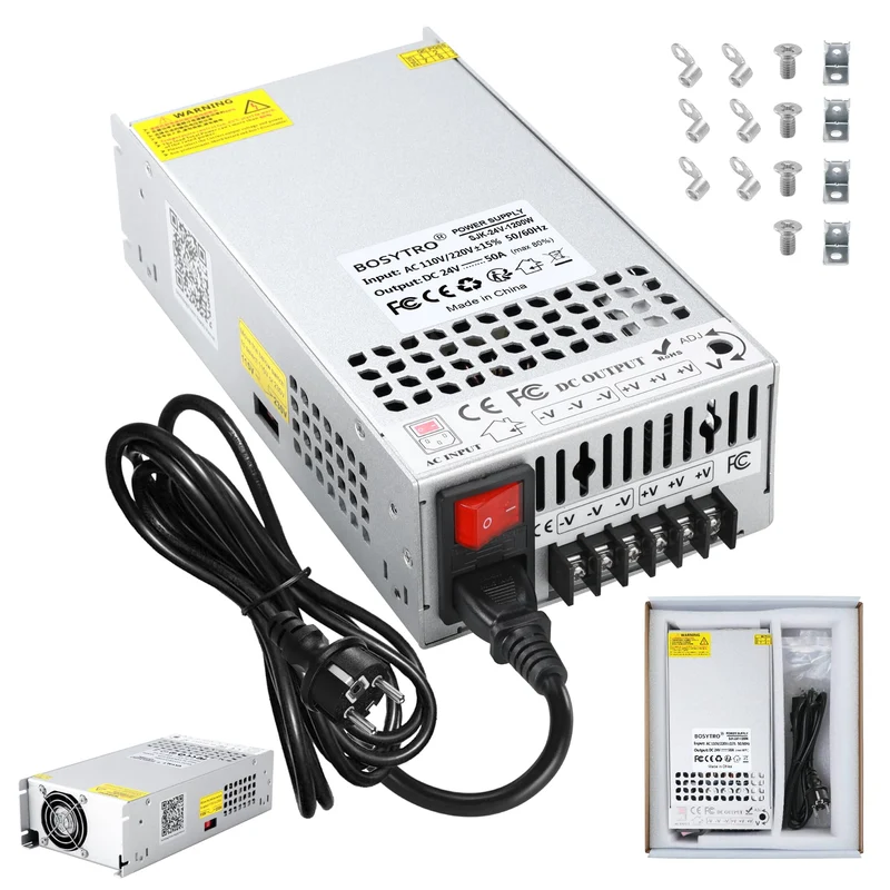 Upgrade 24V 50A 1200W Schaltnetzteil, 24V Universal geregelter Netzteil AC110V / 220V (SMPS) LED Tra