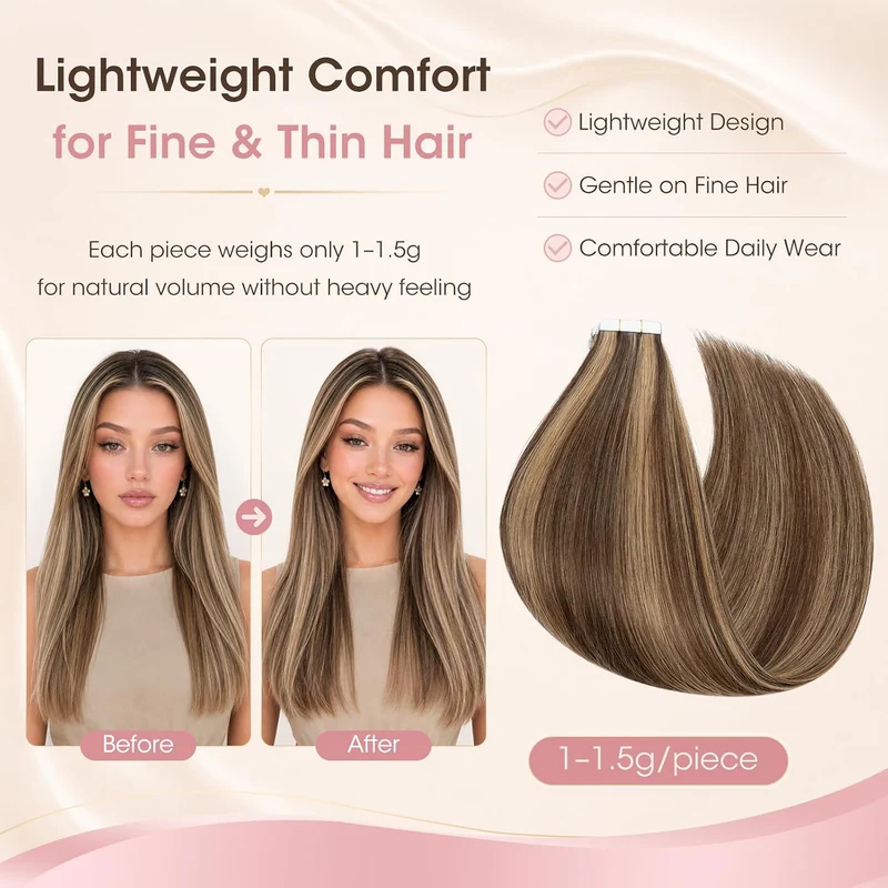 Silk-co Tape in Extensions Echthaar 20stk, Tape Extensions Echthaar, Remy Haarextensions Tape in Haa