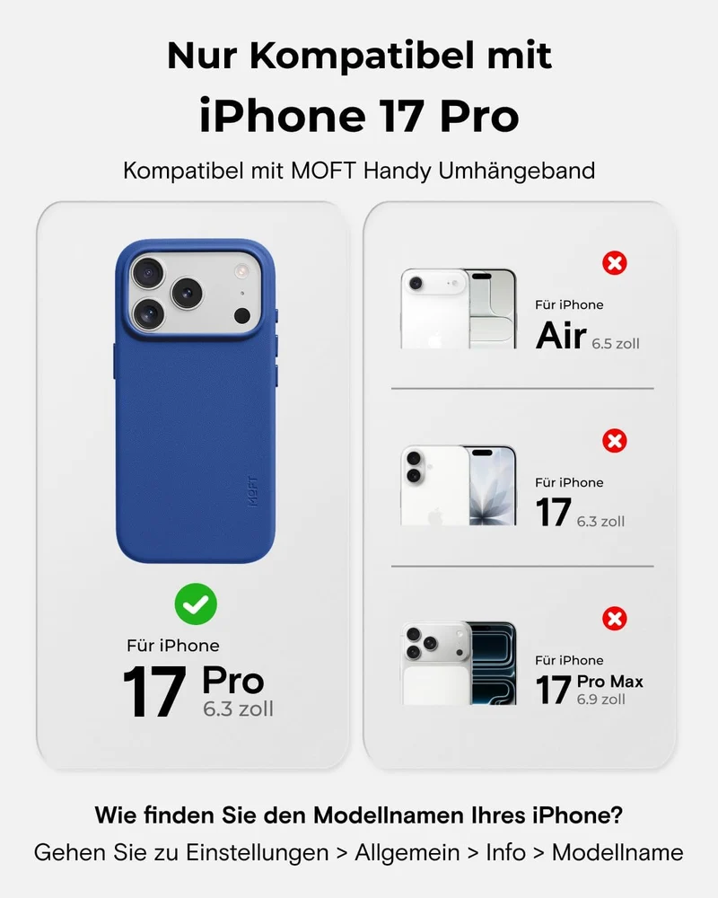 MOFT für iPhone 17 Pro Hülle, MOVAS Vegane Ledertasche Magnetische Hülle, Weicher Anschlag, Farberha