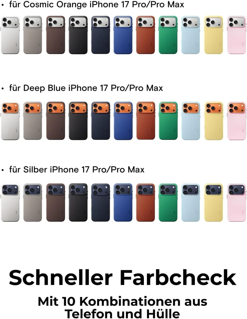 MOFT für iPhone 17 Pro Hülle, MOVAS Vegane Ledertasche Magnetische Hülle, Weicher Anschlag, Farberha