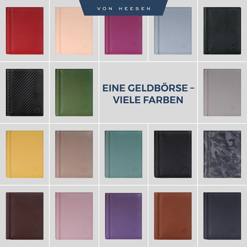 VON HEESEN® Leder Geldbörse mit Münzfach & RFID Schutz Herren & Damen - Echtleder Geldbeutel für Män