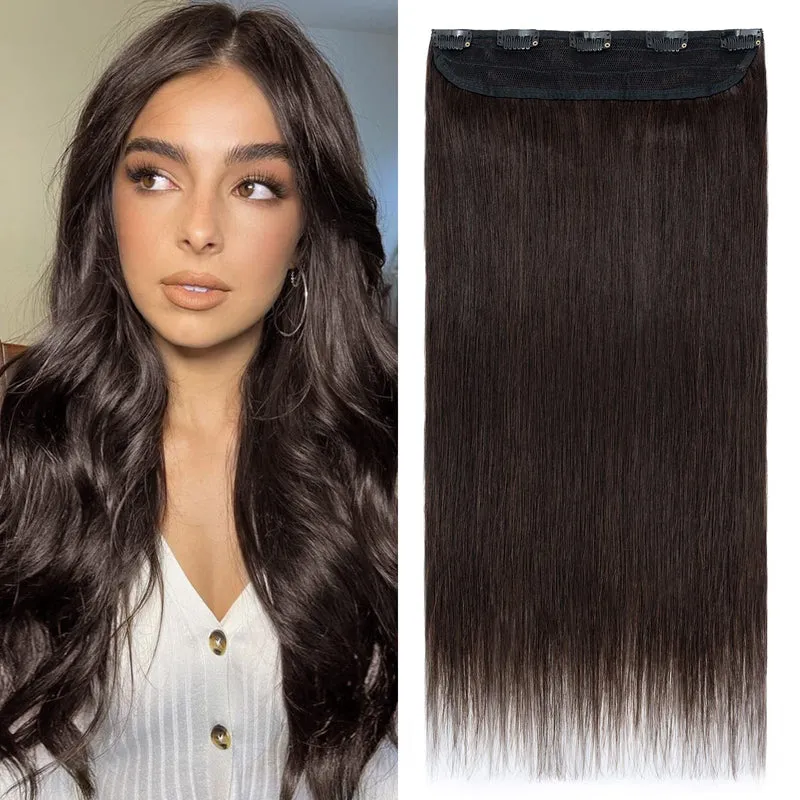 Silk-co Clip in Extensions Echthaar Haarteile Echthaar 1Pc 5 Clips Extensions Clip in Weich Natürlic