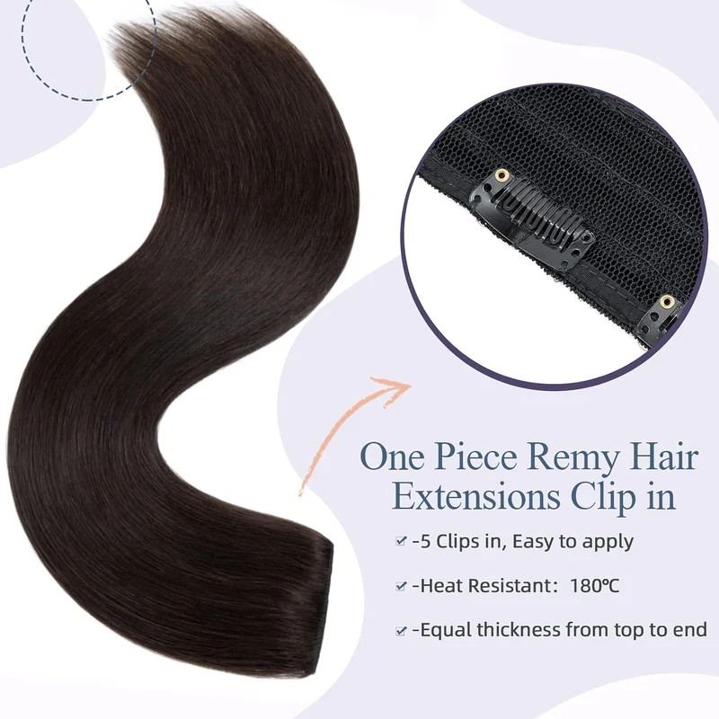 Silk-co Clip in Extensions Echthaar Haarteile Echthaar 1Pc 5 Clips Extensions Clip in Weich Natürlic