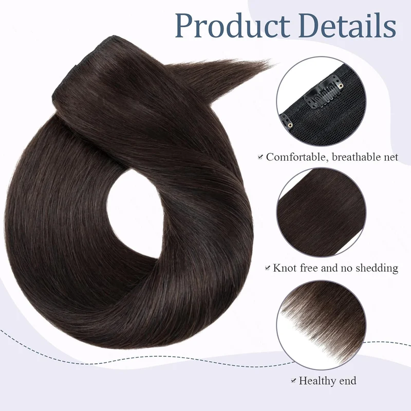 Silk-co Clip in Extensions Echthaar Haarteile Echthaar 1Pc 5 Clips Extensions Clip in Weich Natürlic
