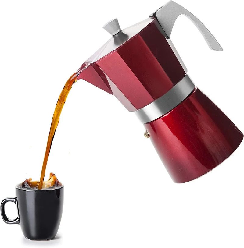 IBILI - Express-Kaffeekocher Evva Red, 12 Tassen, 600 ml, Aluminiumdruckguss, für Induktionsherde ge