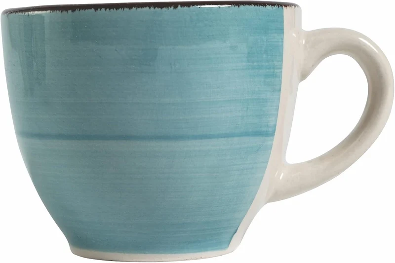 Villa d'Este Home Tivoli 6er Set Kaffeetassen 90 ml mit Untertasse aus Steingut, Baita Acqua