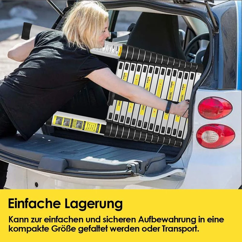 Aluminium Teleskopleiter mit Abnehmbarem Haken, Cecaylie 3.8M Ausziehbare Leiter, Rutschfester Alule