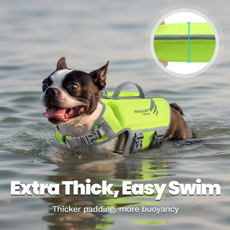 VIVAGLORY Hunde Schwimmweste High Buoyancy Hundeschwimmweste, M, Neongelb Neongelb M: 53-63cm (Brust