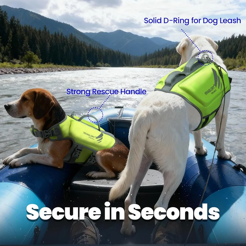 VIVAGLORY Hunde Schwimmweste High Buoyancy Hundeschwimmweste, M, Neongelb Neongelb M: 53-63cm (Brust