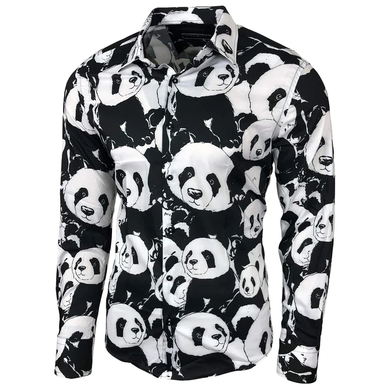 Blumen Hemden Herren Bunte Hemd Langarmhemd Muster Freizeitshemd Langarm Casual Mehrfarbig Shirt M S