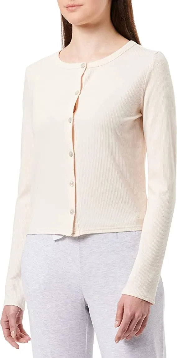 Triumph Damen Natural Spotlight Rib Cardigan Pyjamaoberteil 40 Fresh Powder, 40 Fresh Powder