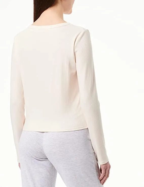 Triumph Damen Natural Spotlight Rib Cardigan Pyjamaoberteil 40 Fresh Powder, 40 Fresh Powder
