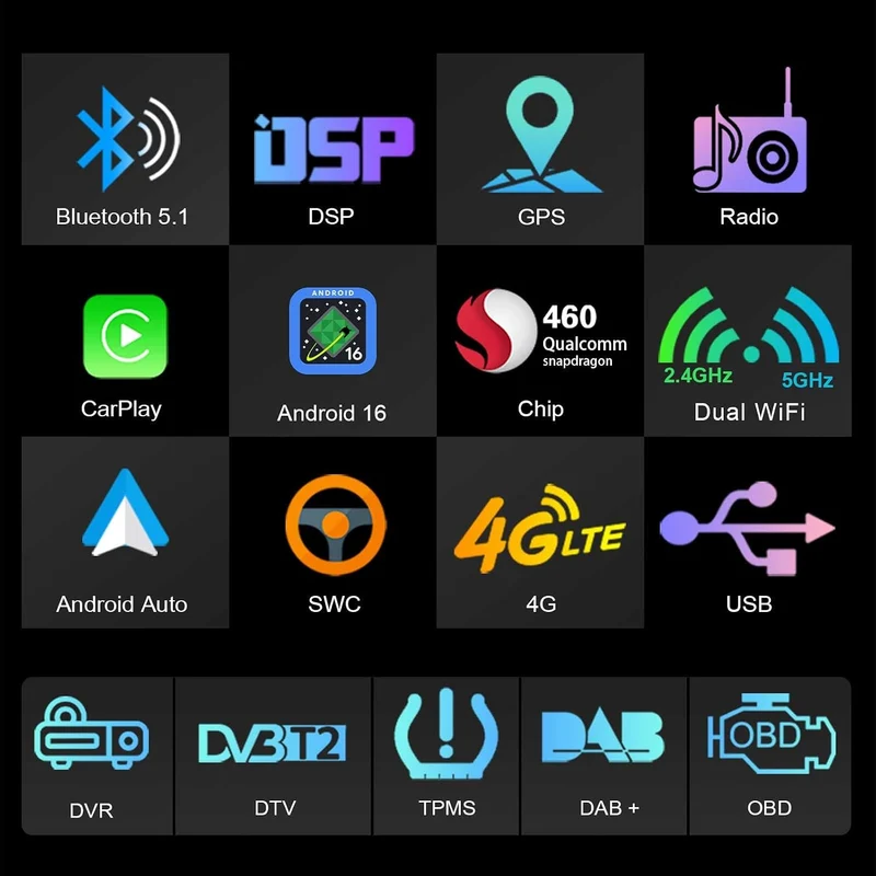 Erisin 7" Qualcomm Android 16 Autoradio GPS Navigation für Porsche Cayenne mit CarPlay Android Auto,