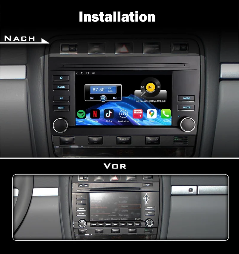 Erisin 7" Qualcomm Android 16 Autoradio GPS Navigation für Porsche Cayenne mit CarPlay Android Auto,
