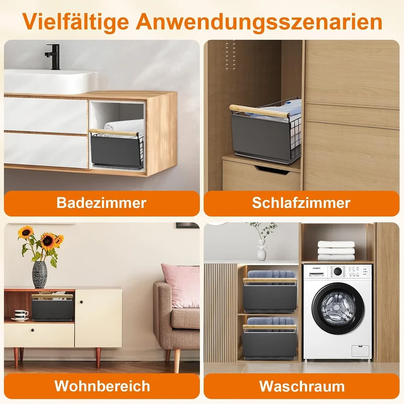 2 Artikel Ausziehbare Schublade Küche, Hochwertiger Karbonstahl Ausziehbarer Schrank Organizer, Ultr
