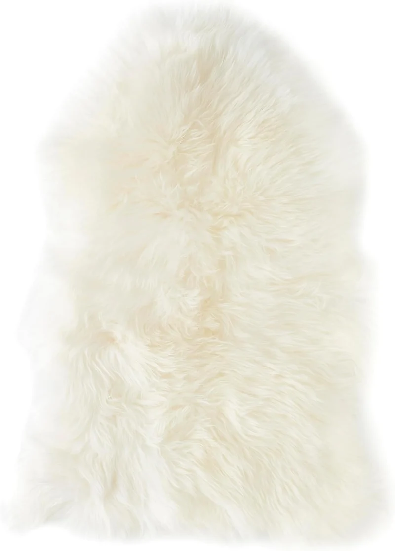 -LUXOR- living Schaffell echt, Fellteppich, Bettvorleger, 50 x 75 cm, Weiss Weiss 50 x 75 cm (Rechte