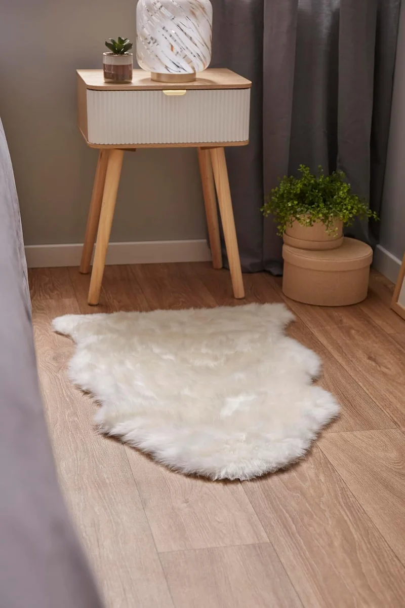 -LUXOR- living Schaffell echt, Fellteppich, Bettvorleger, 50 x 75 cm, Weiss Weiss 50 x 75 cm (Rechte