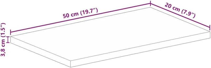 vidaXL Tischplatte 50x20x3,8 cm Rechteckig Altholz Massiv Altholz (Mehrfarbig) 50 x 20 cm/38 mm, Alt