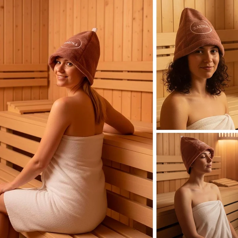 Saunahut Damen – Perfekte Saunamütze aus 100% Baumwolle – Sauna Hut Sauna Mütze Damen Kopfbedeckung