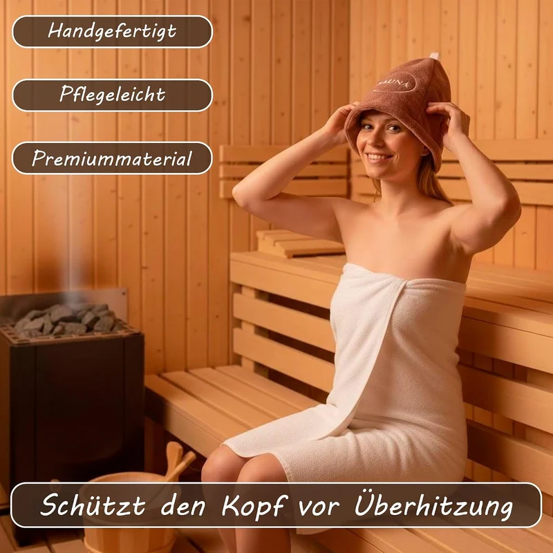 Saunahut Damen – Perfekte Saunamütze aus 100% Baumwolle – Sauna Hut Sauna Mütze Damen Kopfbedeckung