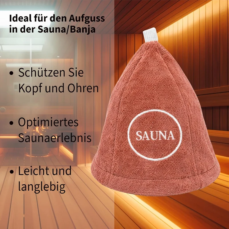 Saunahut Damen – Perfekte Saunamütze aus 100% Baumwolle – Sauna Hut Sauna Mütze Damen Kopfbedeckung
