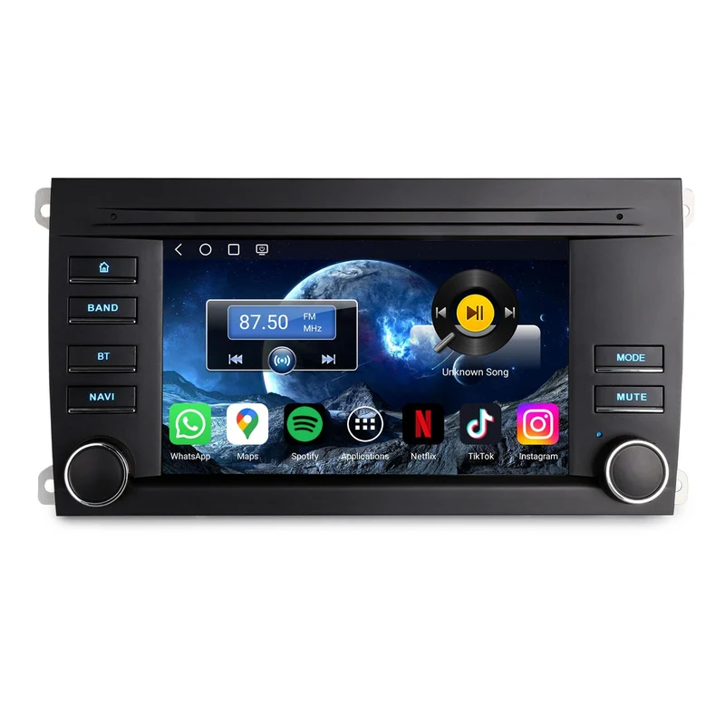 Erisin 7 Zoll Qualcomm 8-Kern 4GB+64GB Android 16 Autoradio Bluetooth GPS Navigation Für Porsche Cay