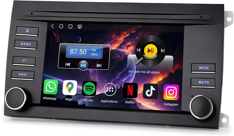 Erisin 7 Zoll Qualcomm 8-Kern 4GB+64GB Android 16 Autoradio Bluetooth GPS Navigation Für Porsche Cay