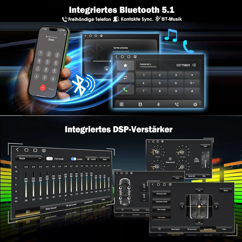 Erisin 7 Zoll Qualcomm 8-Kern 4GB+64GB Android 16 Autoradio Bluetooth GPS Navigation Für Porsche Cay
