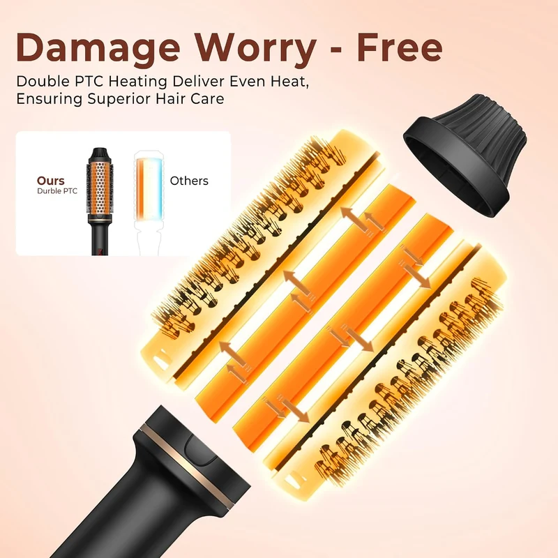 UKLISS Thermal Brush 3 in 1, 38 mm Thermobürste,Heated Round Brush Gray, Gray