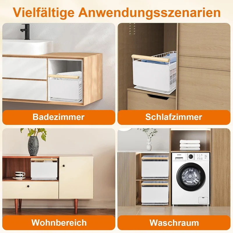 2 Artikel Ausziehbare Schublade Küche, Hochwertiger Karbonstahl Ausziehbarer Schrank Organizer, Ultr
