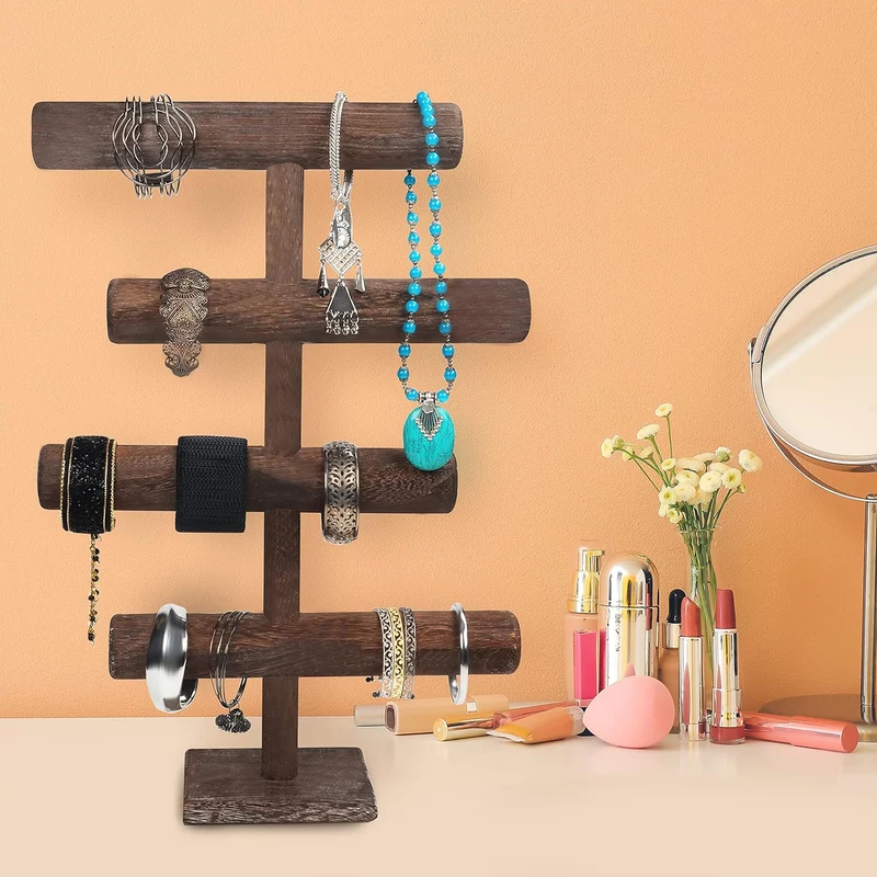 BELLE VOUS 4 Stufen Schmuck Ständer Holz Ketten Aufbewahrung Schmuck Organizer - 48 cm Hoch - Schmuc