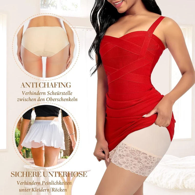 YARRCO Damen Unterhose Spitze Radlerhose Kurz Unter Rock Hosen Anti-Chafing Shorts Slipshorts Boxers